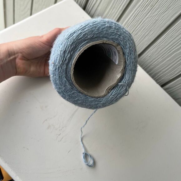 VTG Belmont Dyers Co. Light Blue Spun Rayon Yarn Cone – 17 oz, Slub Texture - Picture 2 of 7